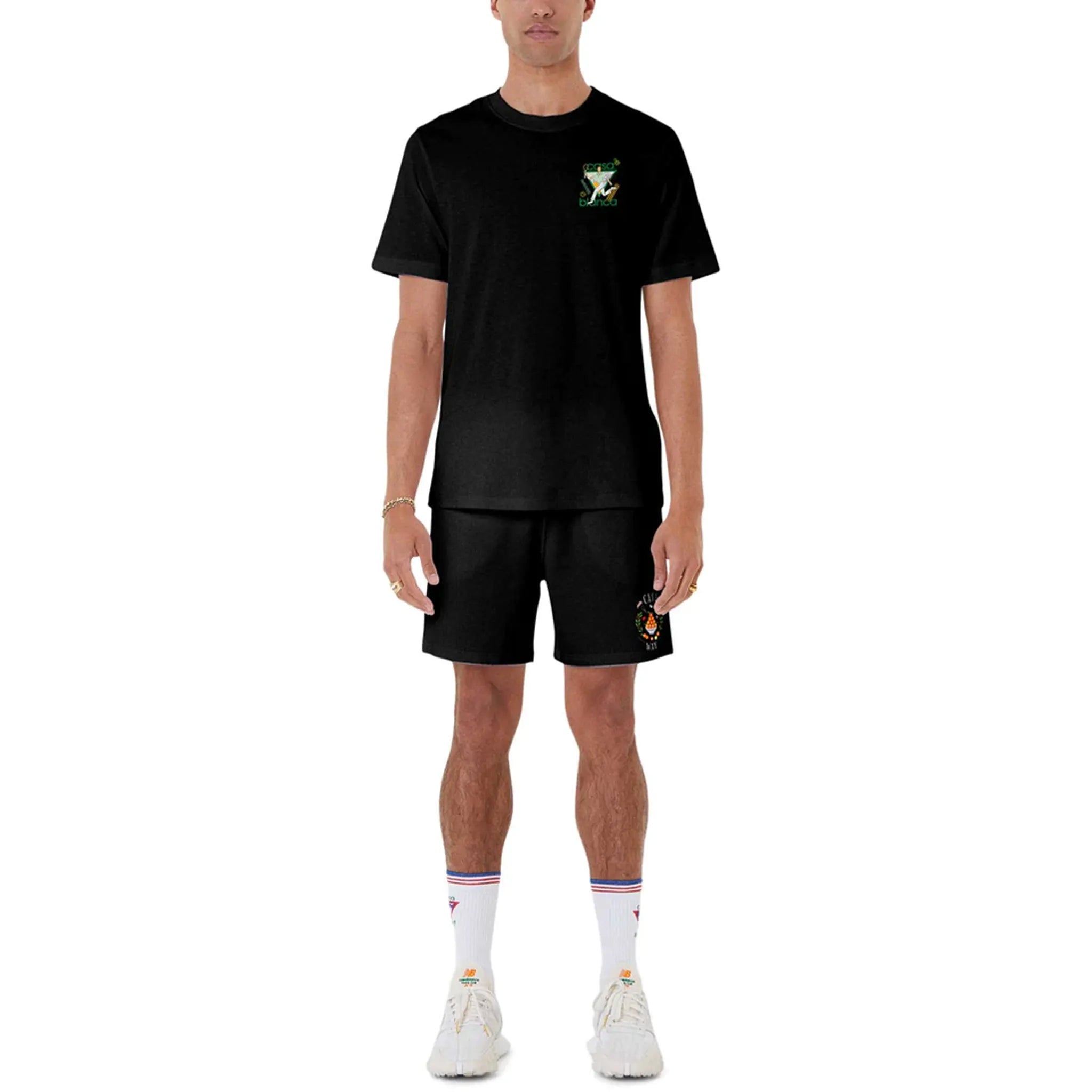 Model Front view of Casablanca Le Jeu Black T Shirt UMPS24JTS00103